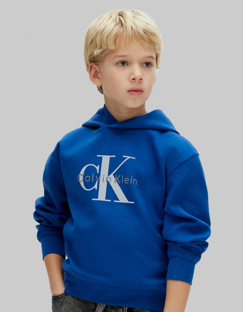 Boys Light Monologo Hoodie in Blue