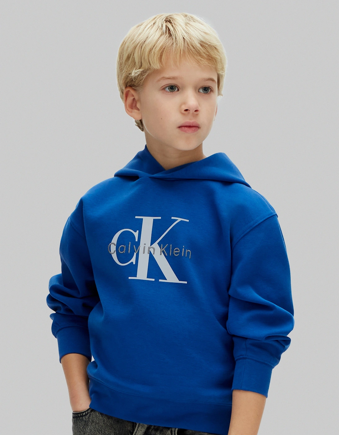 Boys Light Monologo Hoodie in Blue