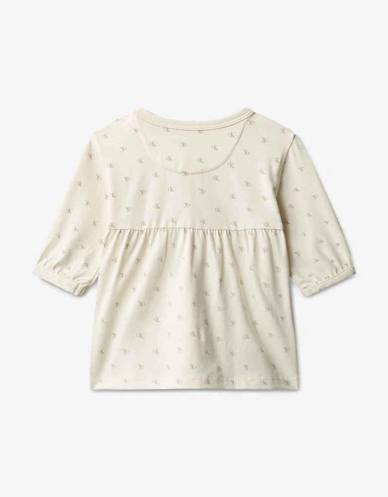 Baby Girls CK AOP Dress in Ivory