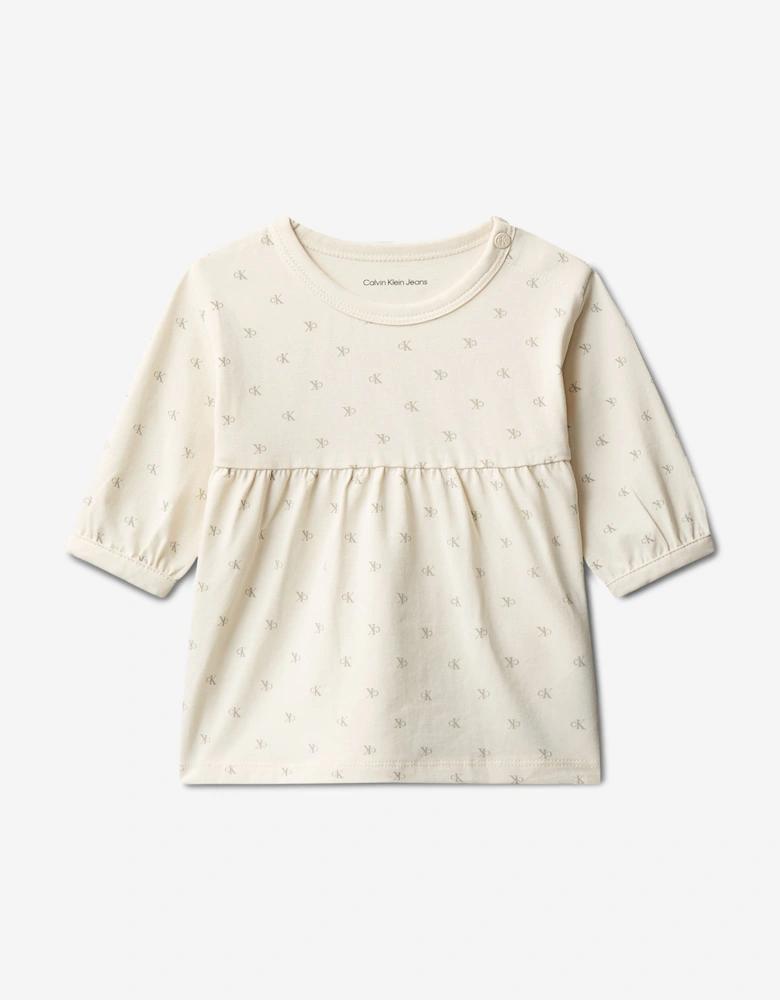 Baby Girls CK AOP Dress in Ivory