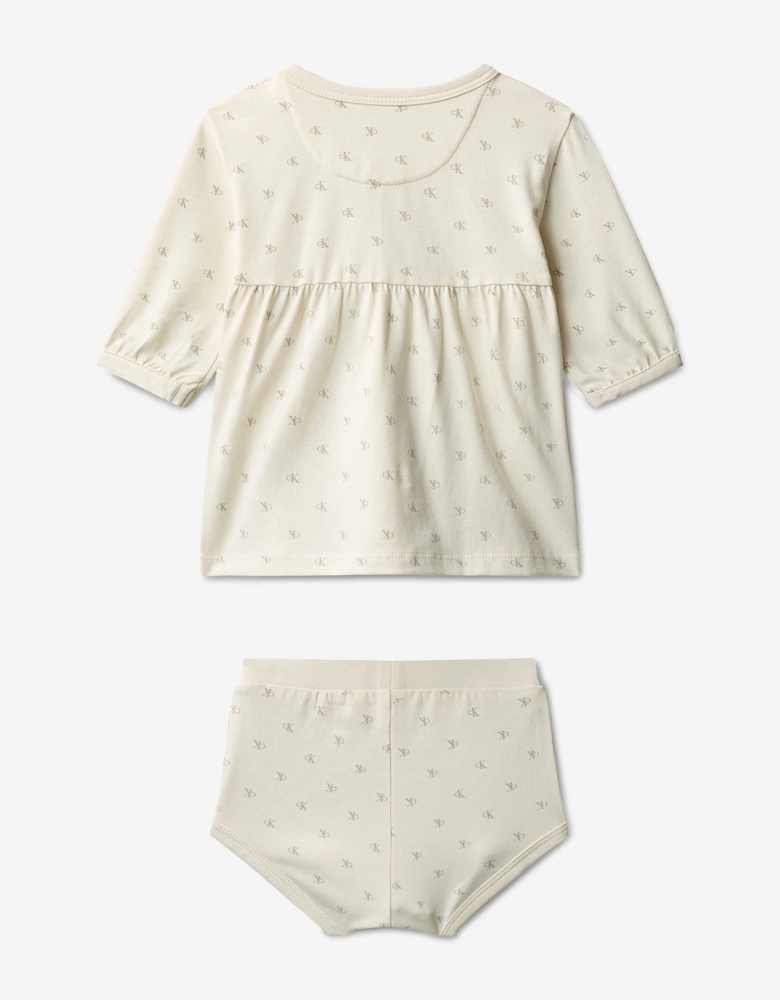 Baby Girls CK AOP Dress in Ivory