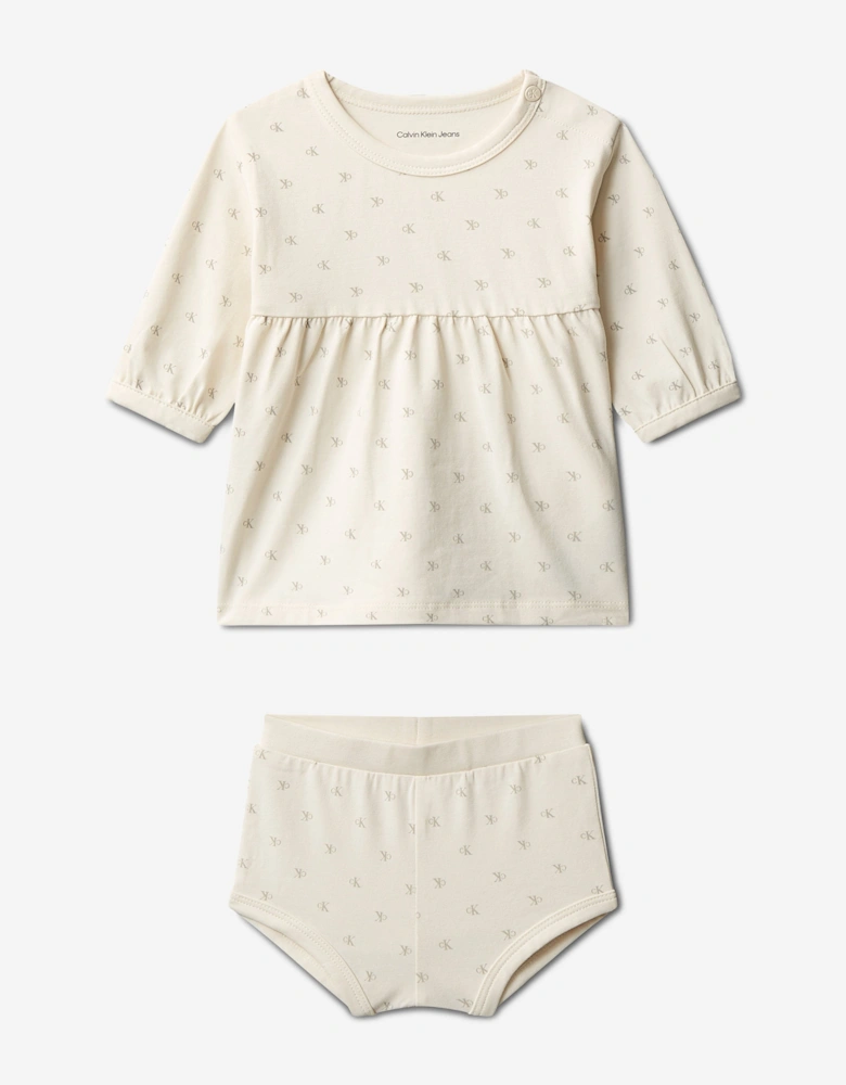 Baby Girls CK AOP Dress in Ivory