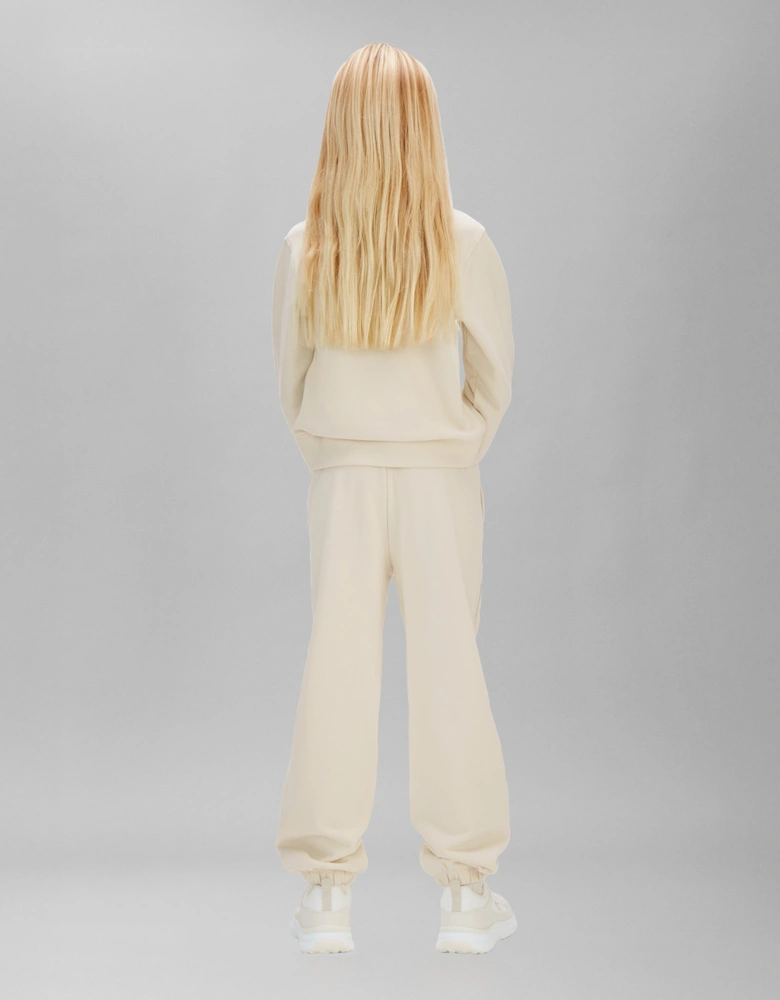 Girls Cotton Terry Piping Tracksuit in Ivory
