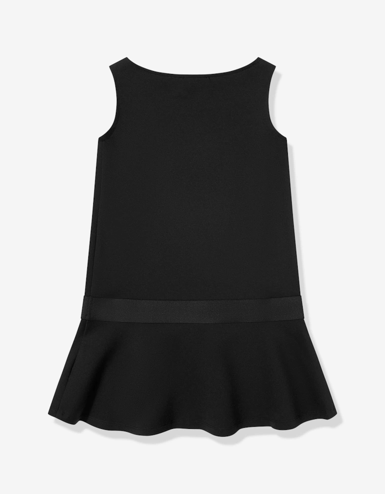 Girls Logo Tape Punto Dress in Black