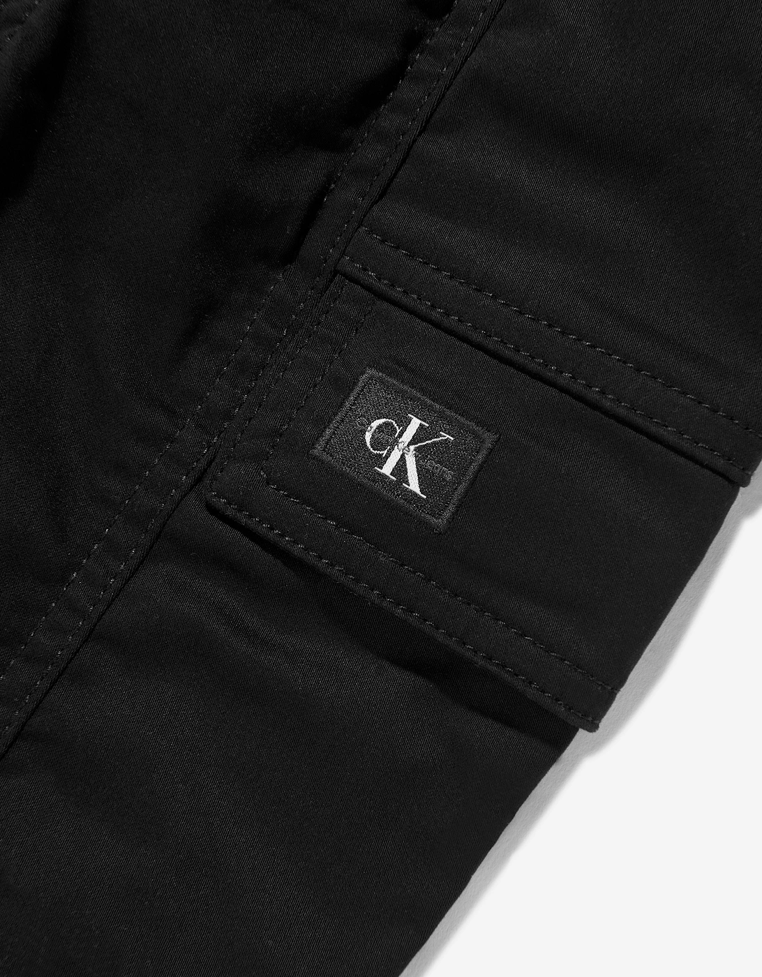 Boys Sateen Cargo Trousers in Black