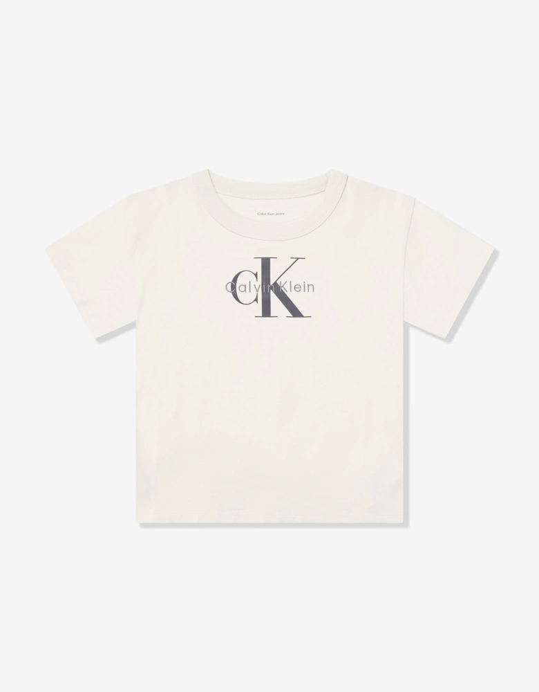 Boys Light Monologo T-Shirt in Ivory