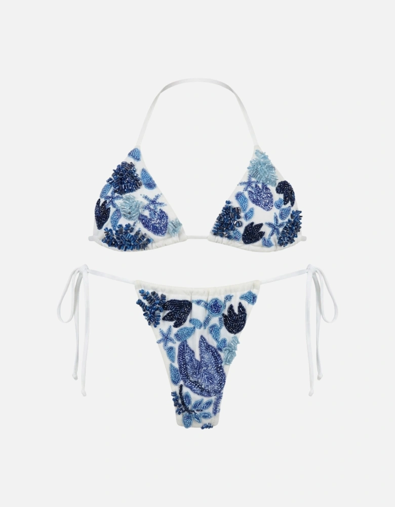 Elenora Bikini Top in Floral Blue White