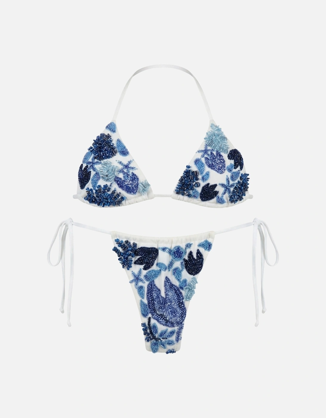 Elenora Bikini Top in Floral Blue White