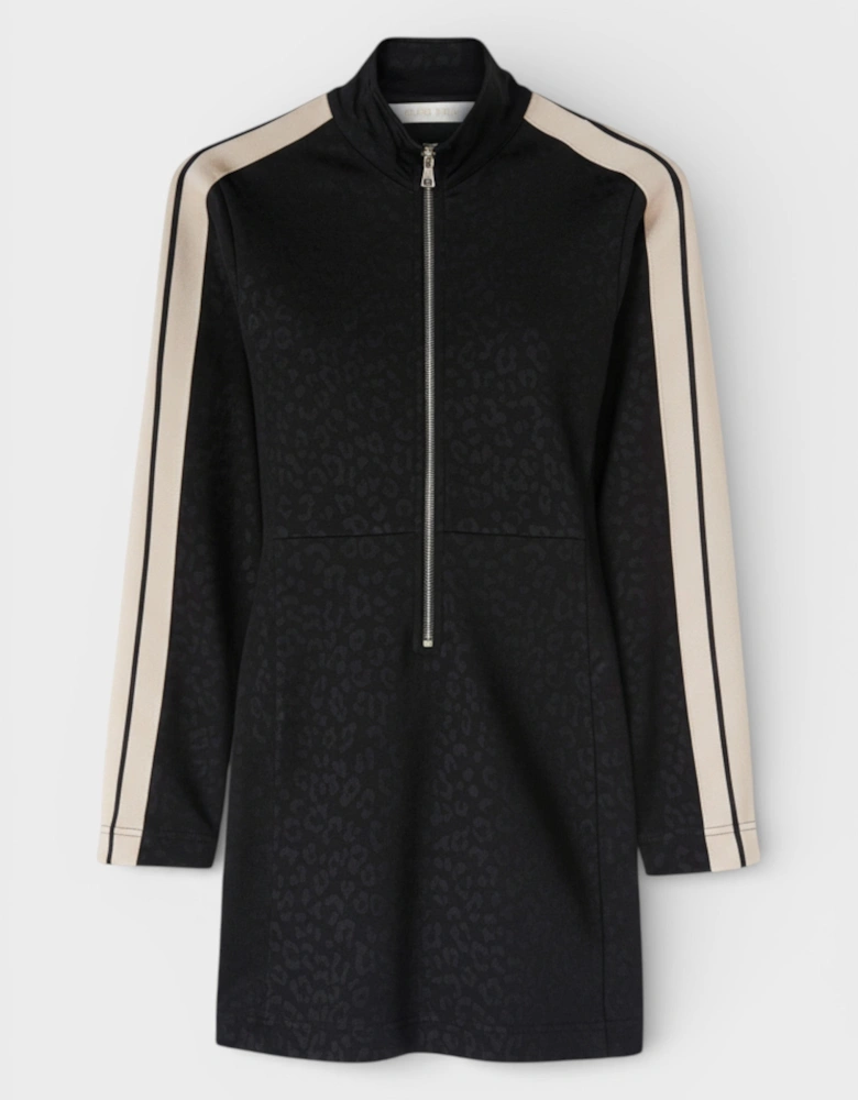 Leopard Track Mini Dress Black White