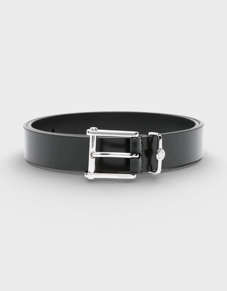 Medusa Head Leather Belt Black
