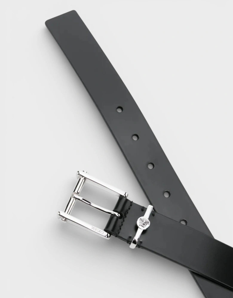 Medusa Head Leather Belt Black