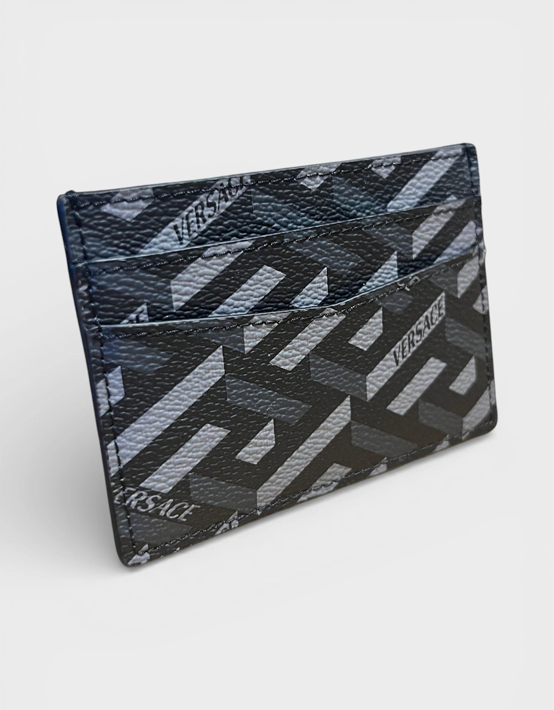 Cardholder Coated Canvas Monoprint Black Grey