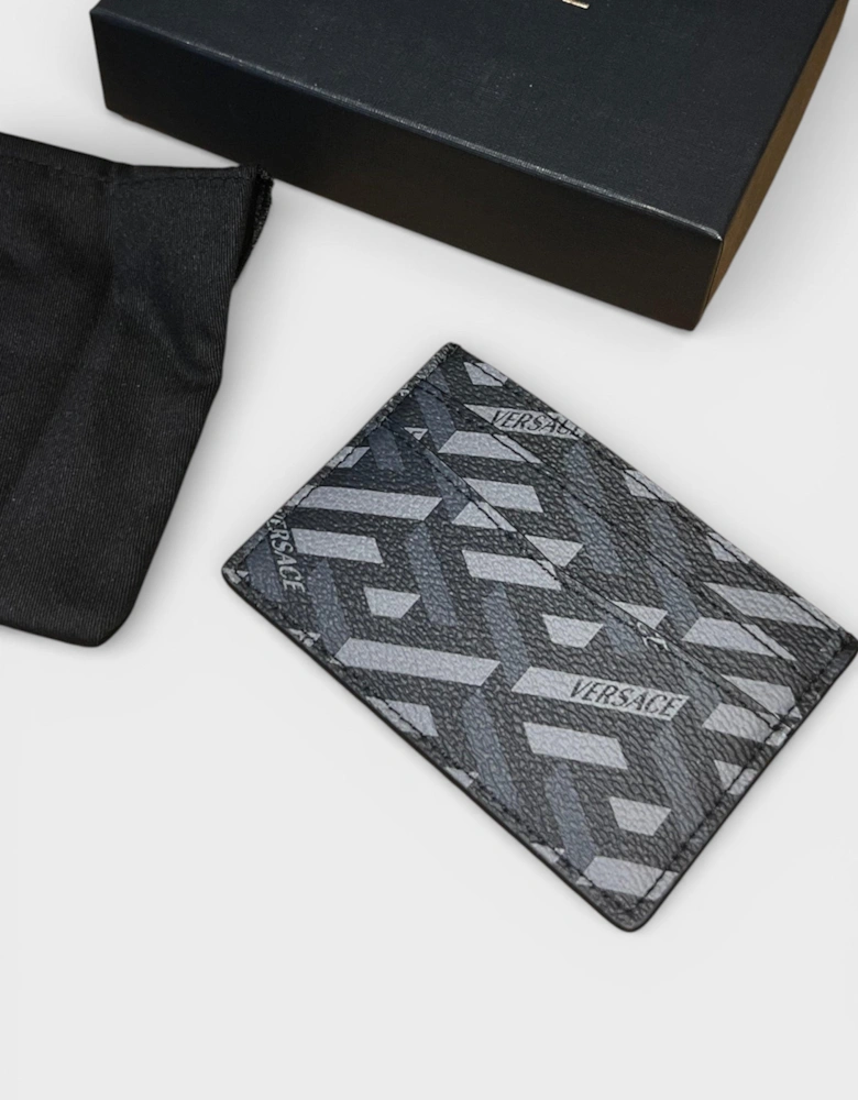 Cardholder Coated Canvas Monoprint Black Grey