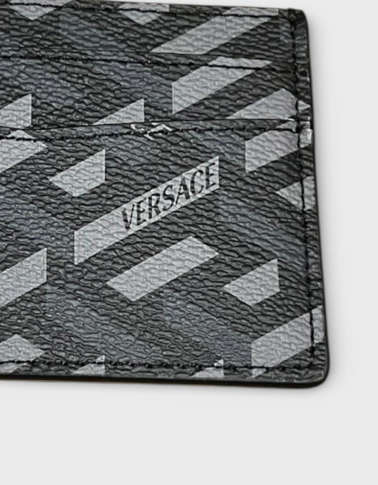 Cardholder Coated Canvas Monoprint Black Grey