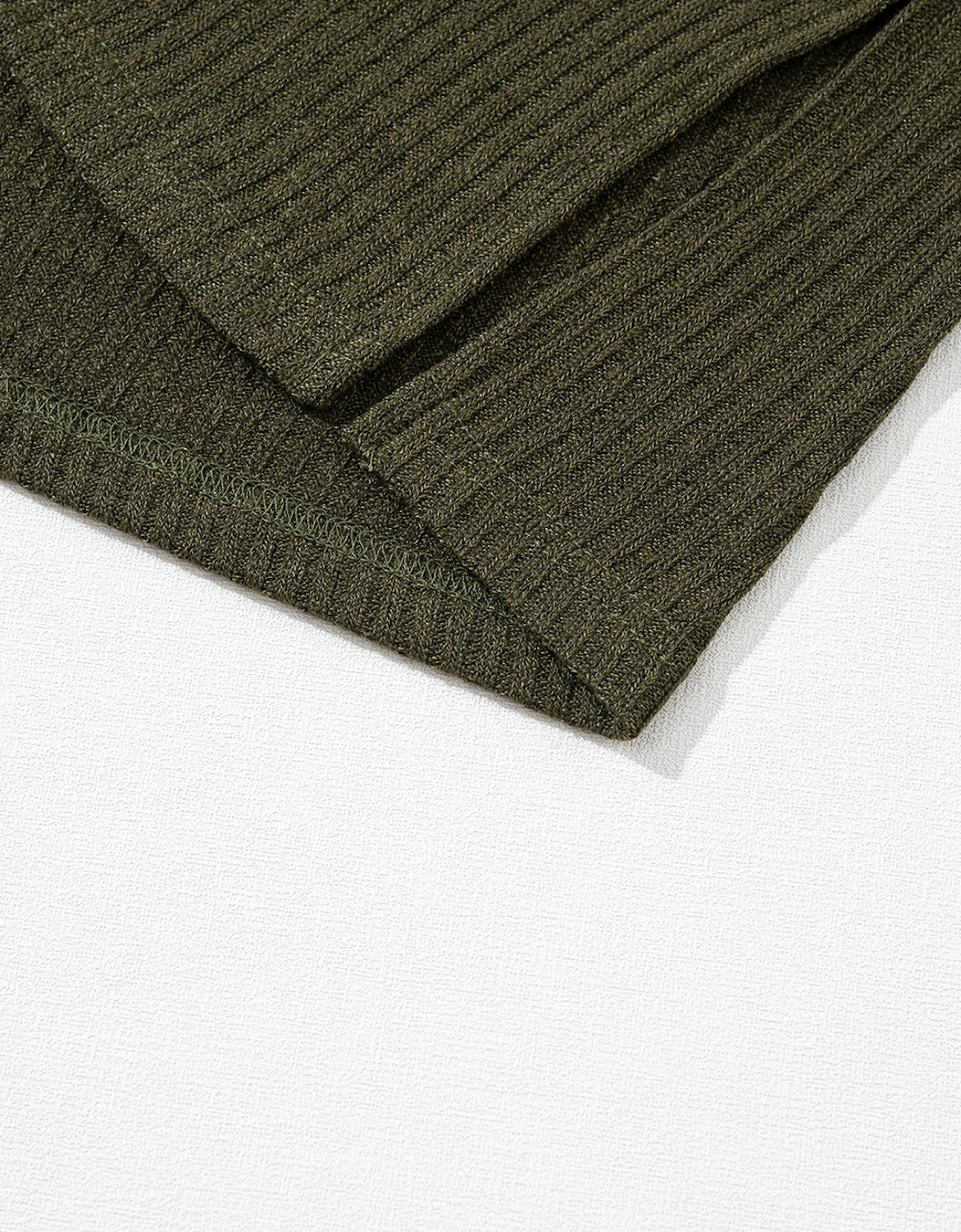 Jungle Green Rib Textured Henley Knit Top