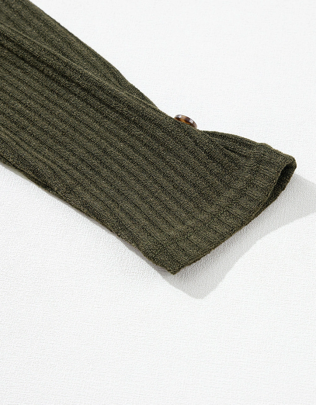 Jungle Green Rib Textured Henley Knit Top