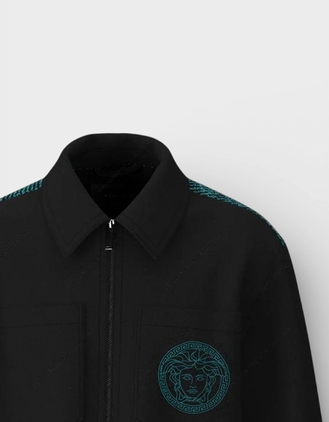Medussa Logo Blouson Canvas Jacket Black Blue