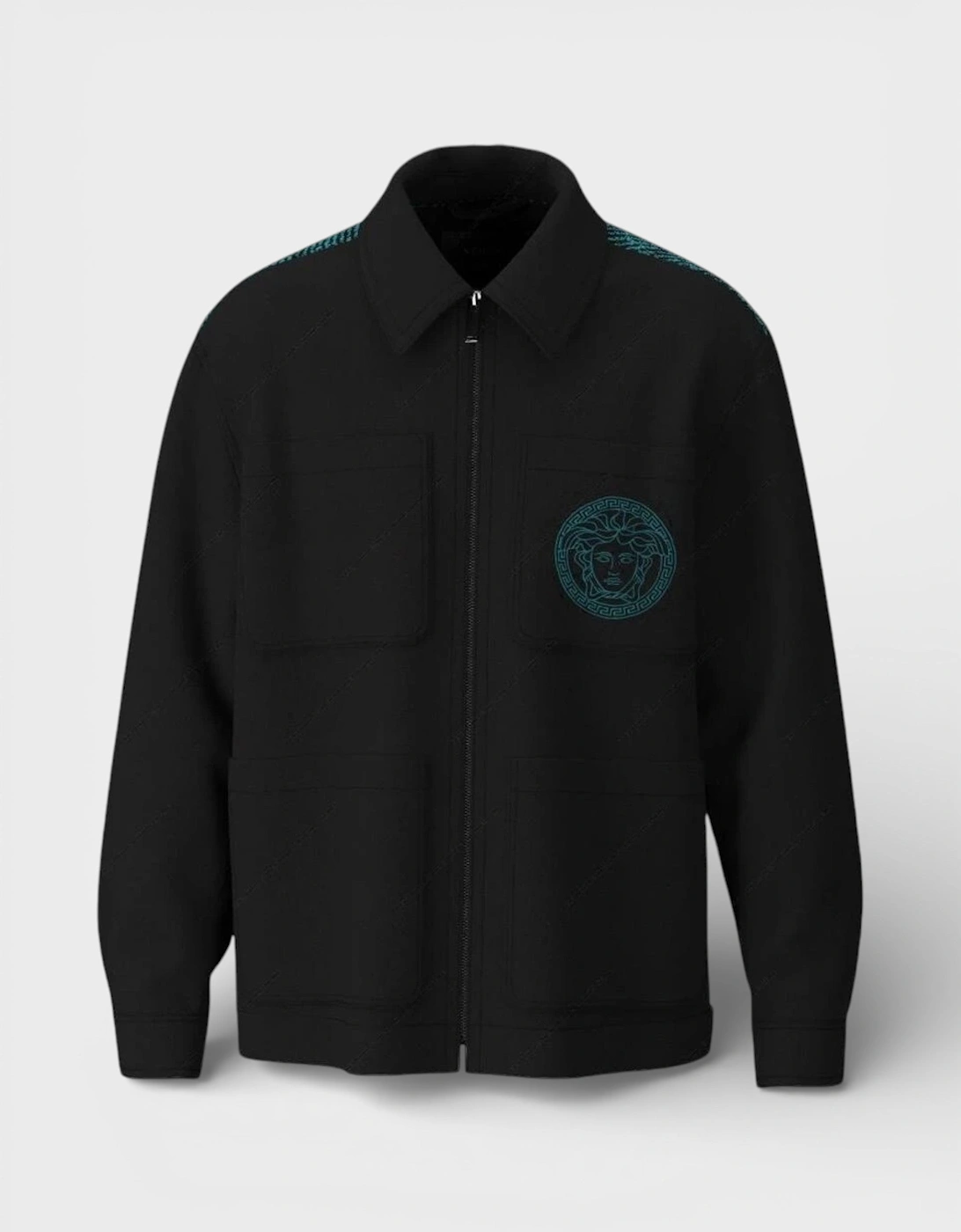Medussa Logo Blouson Canvas Jacket Black Blue, 5 of 4