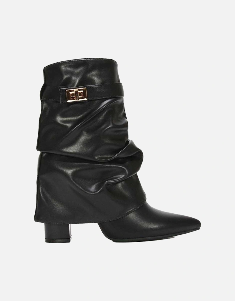 Womens/Ladies Thalia Ruched Pointed Block Heel Ankle Boots