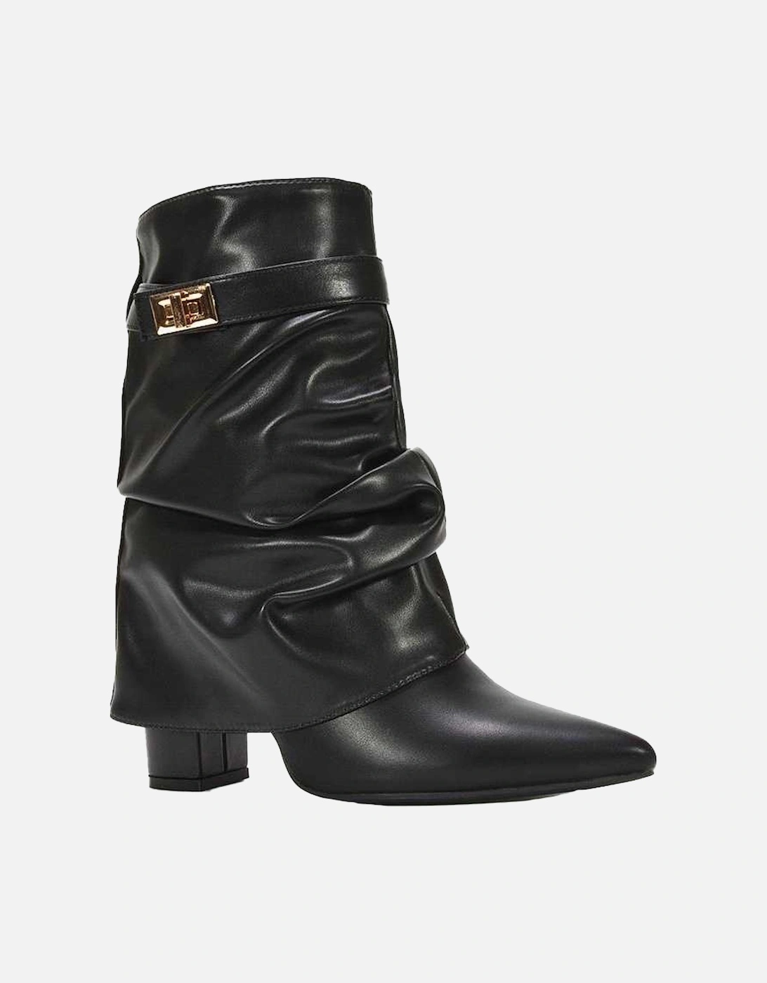 Womens/Ladies Thalia Ruched Pointed Block Heel Ankle Boots, 6 of 5