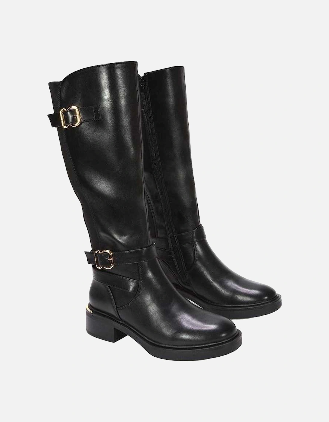 Womens/Ladies Beatrice Elasticated Knee-High Biker Boots