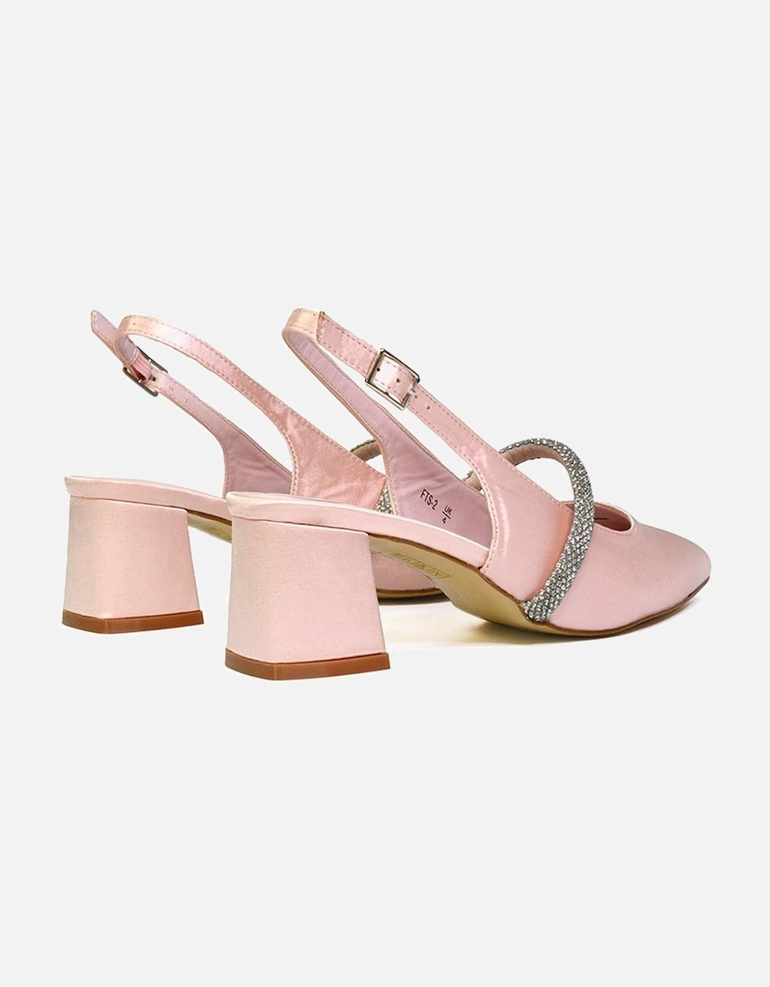 Womens/Ladies Sandie Diamante Sling Back Medium Block Heel Sandals