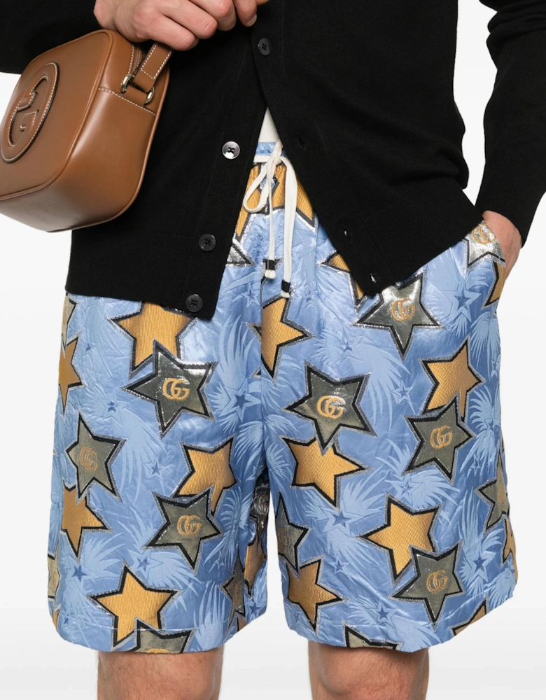 GG GOLD STAR LOGO SHORTS AZURE BLUE
