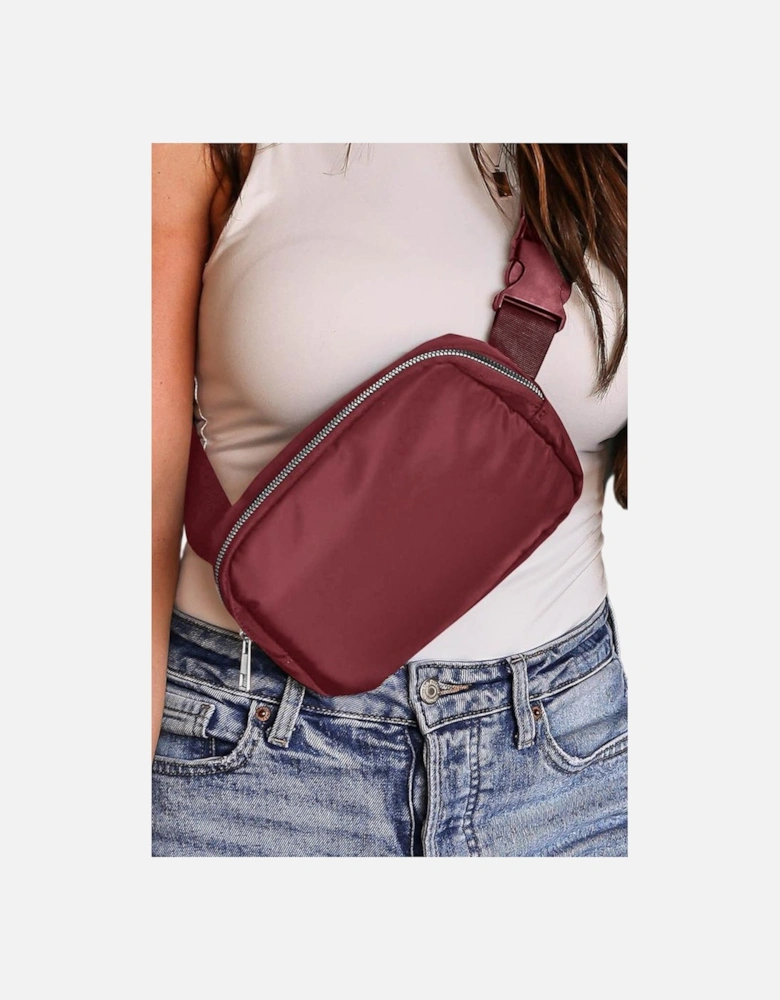 Red Waterproof Zipped Crossbody Chest Bag 20*5*14cm