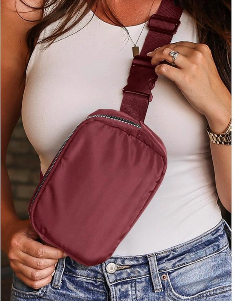 Red Waterproof Zipped Crossbody Chest Bag 20*5*14cm