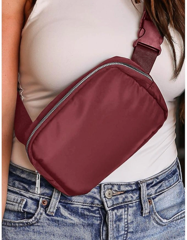 Red Waterproof Zipped Crossbody Chest Bag 20*5*14cm