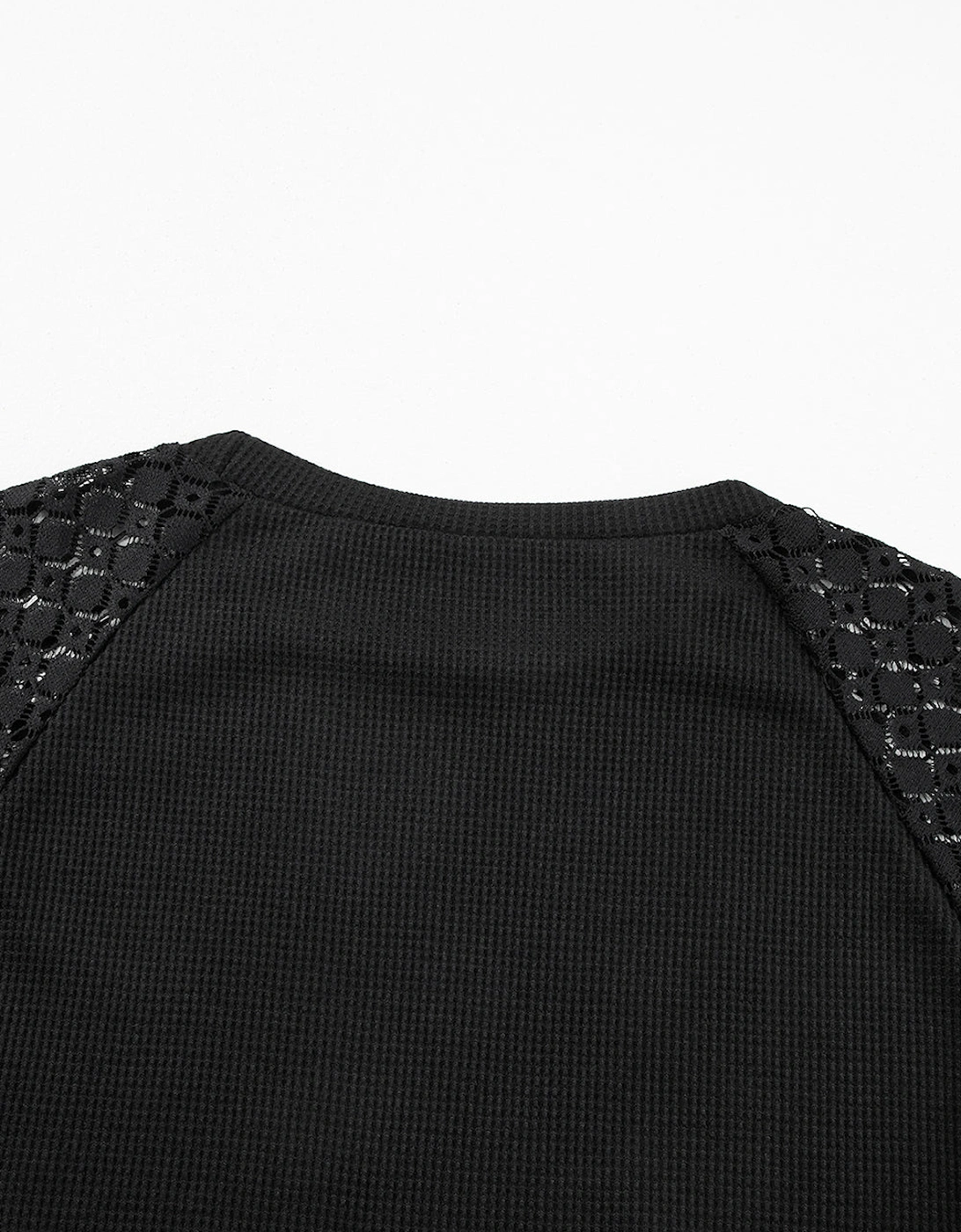 Black Lace Long Sleeve Textured Pullover