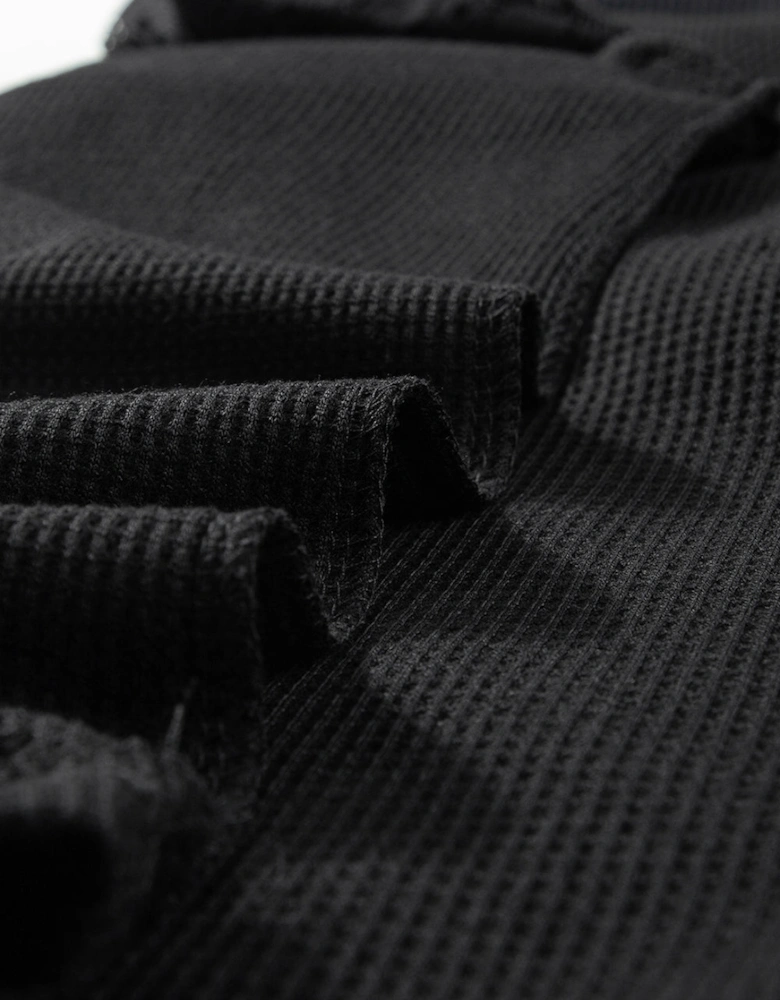 Black Lace Long Sleeve Textured Pullover