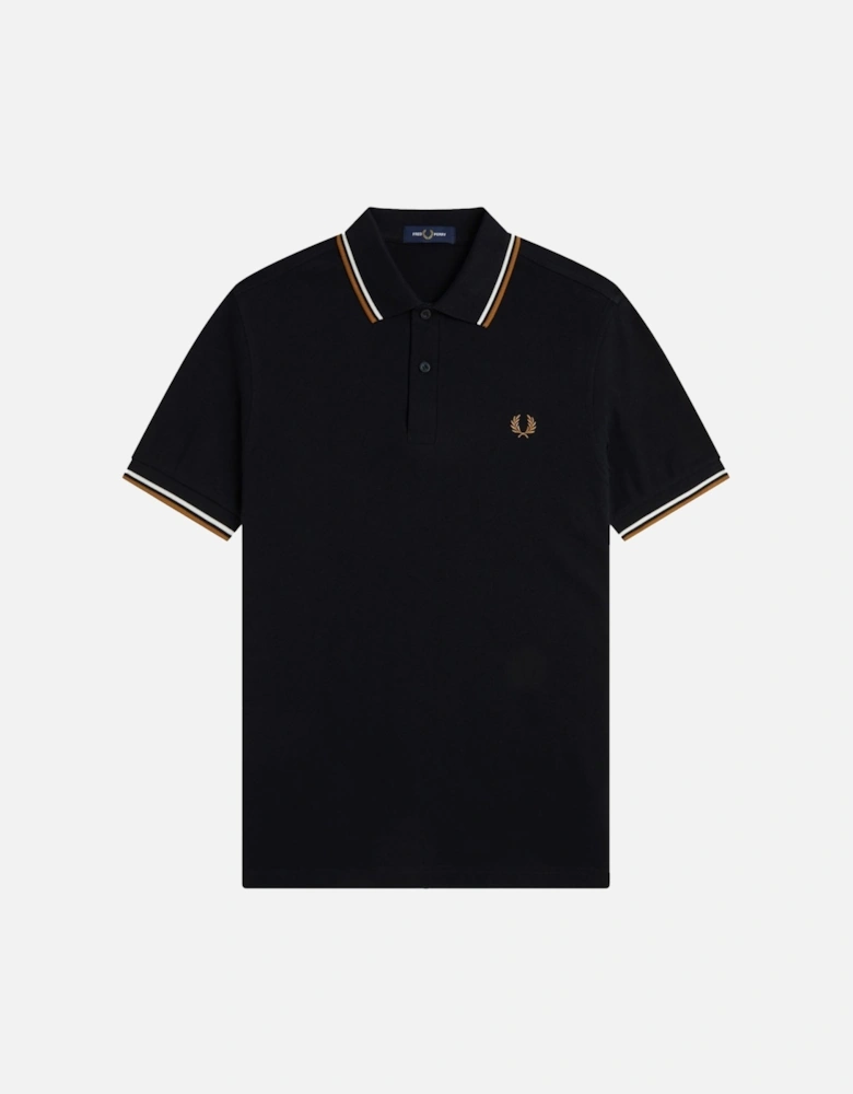 Twin Tipped Polo Shirt Black/Ecru/Dark Caramel