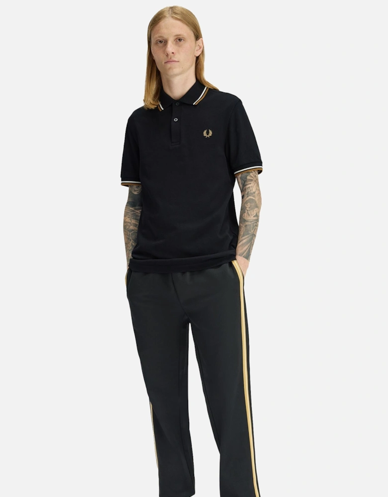 Twin Tipped Polo Shirt Black/Ecru/Dark Caramel