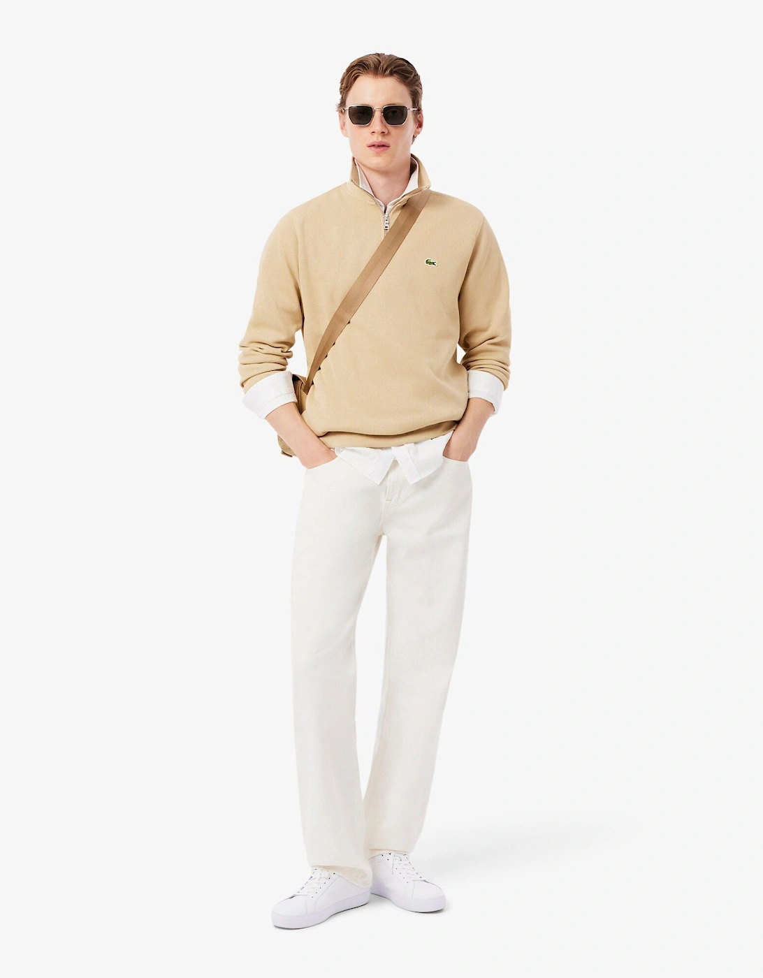 Zippered Stand-Up Collar Cotton Sweatshirt - Millet 8XF