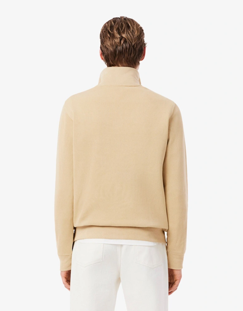 Zippered Stand-Up Collar Cotton Sweatshirt - Millet 8XF