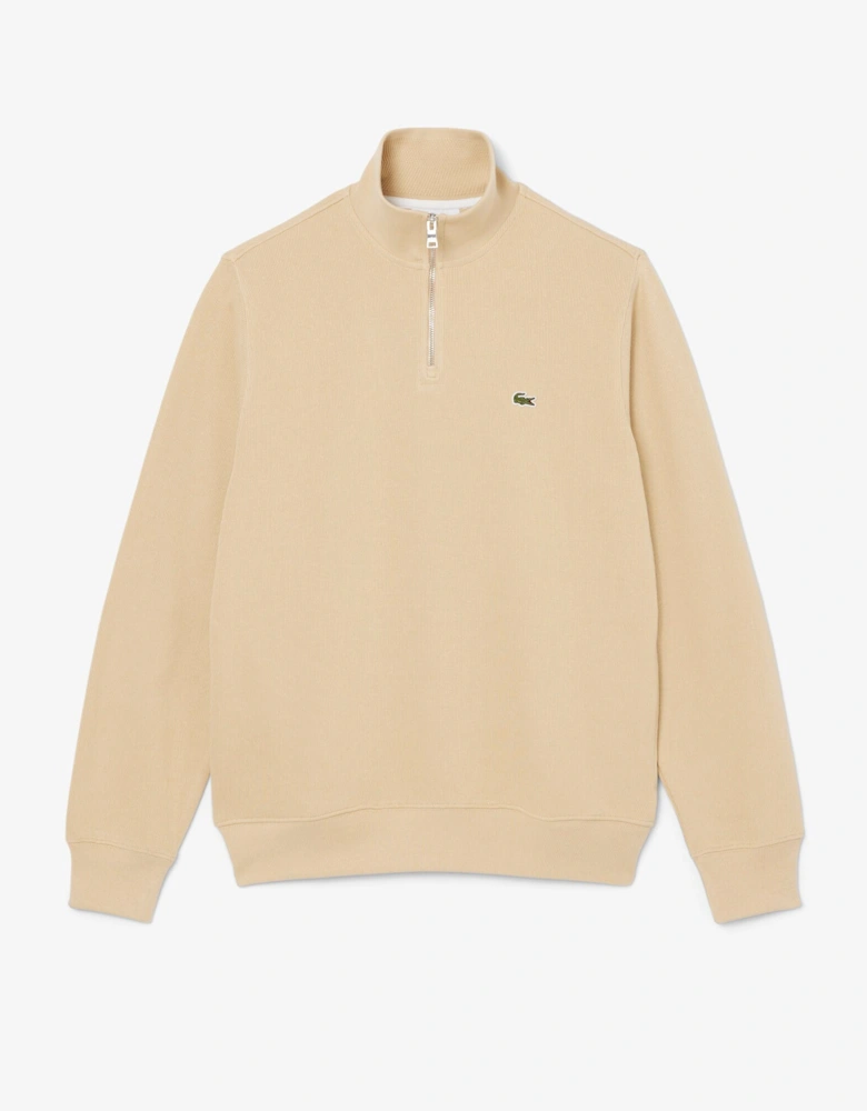 Zippered Stand-Up Collar Cotton Sweatshirt - Millet 8XF