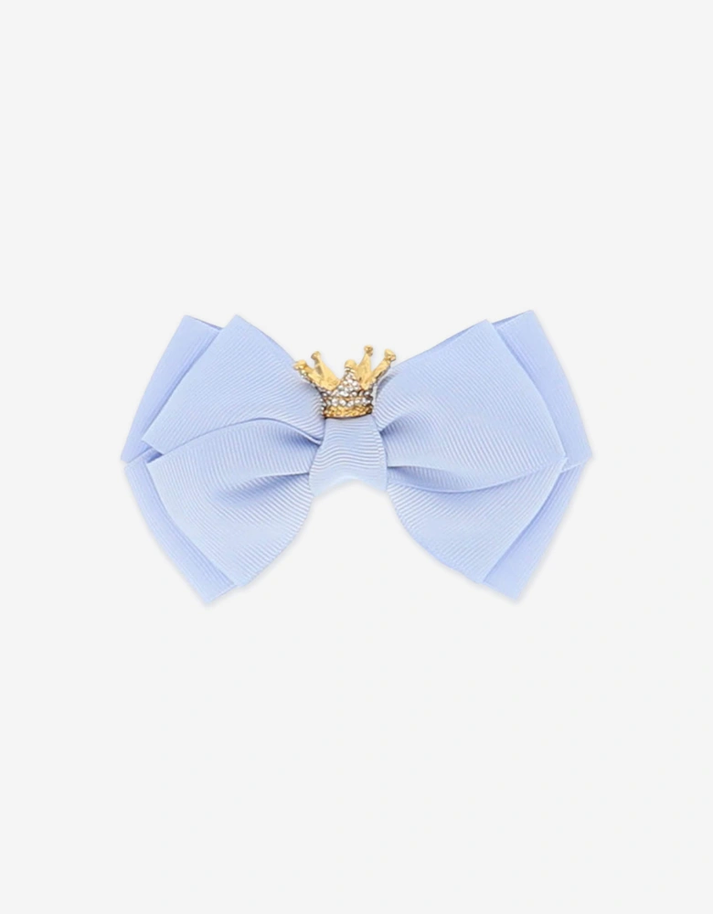Angels Face Girls Big Bow with Crown in Blue