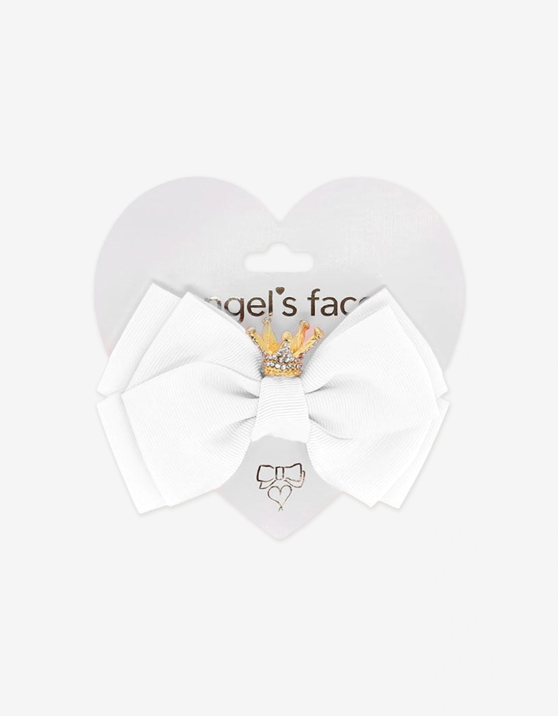 Angels Face Girls Big Bow with Crown in White