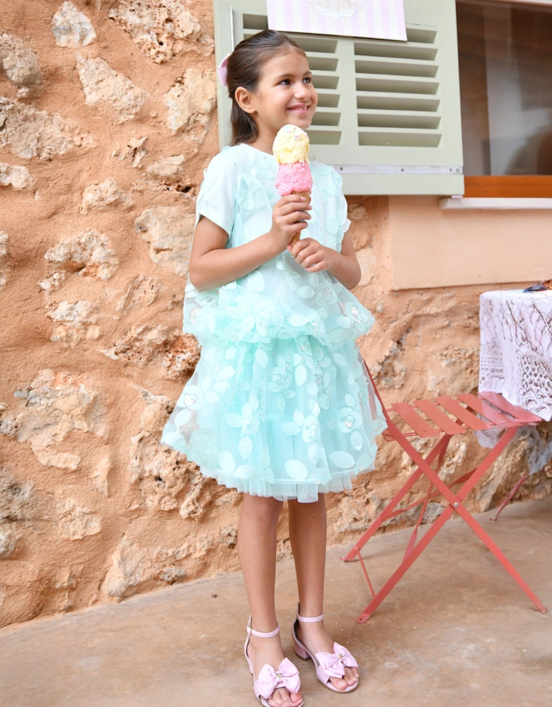 Angels Face Girls Michelle Embroidered 3D Bud Skirt Set in Blue