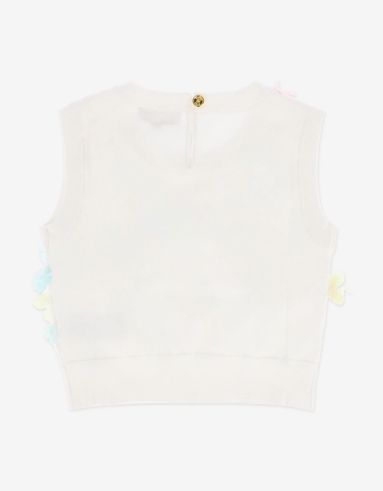 Angels Face Girls Morag 3D Multi Flower Knitted Top in White