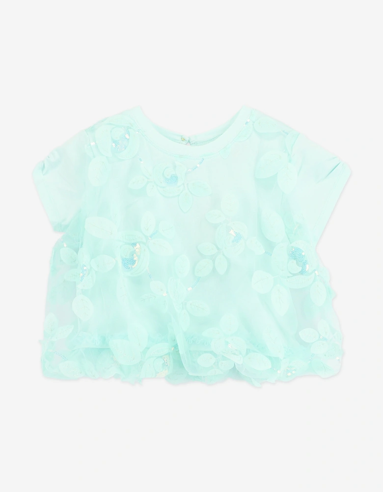 Angels Face Girls Michelle Embroidered 3D Bud Skirt Set in Blue