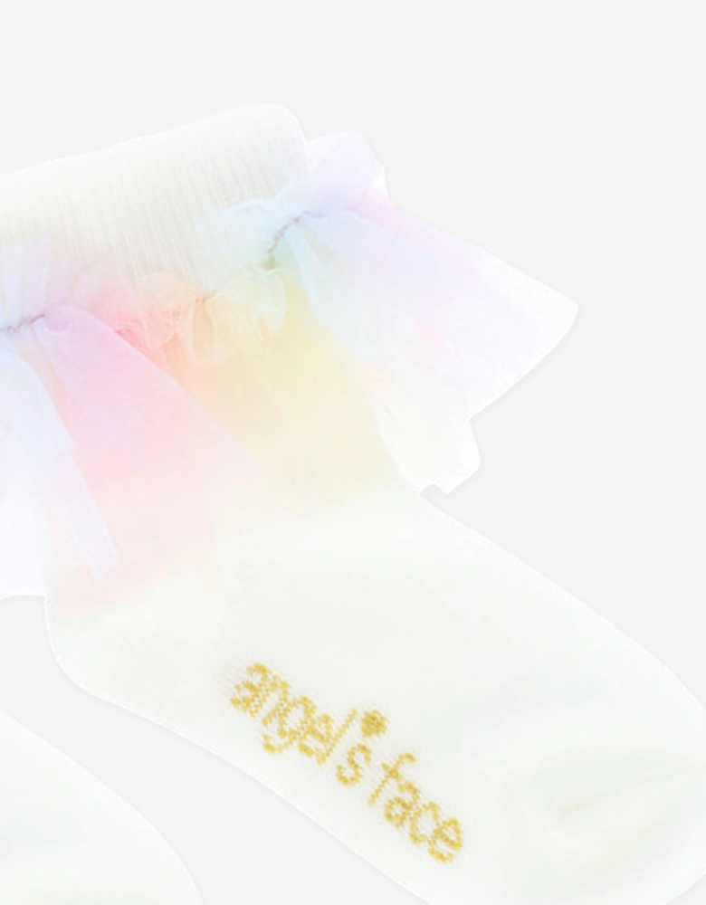 Angels Face Girls Frilly Socks in White