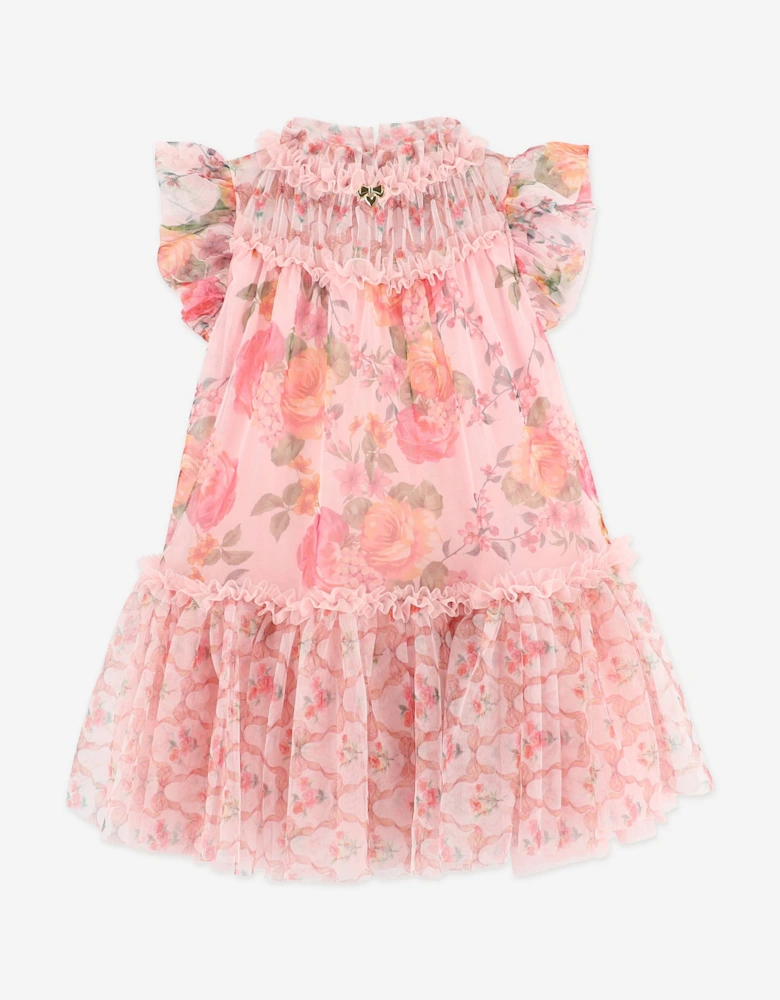 Angels Face Girls Marigold Mixed Bow Floral Dress in Pink