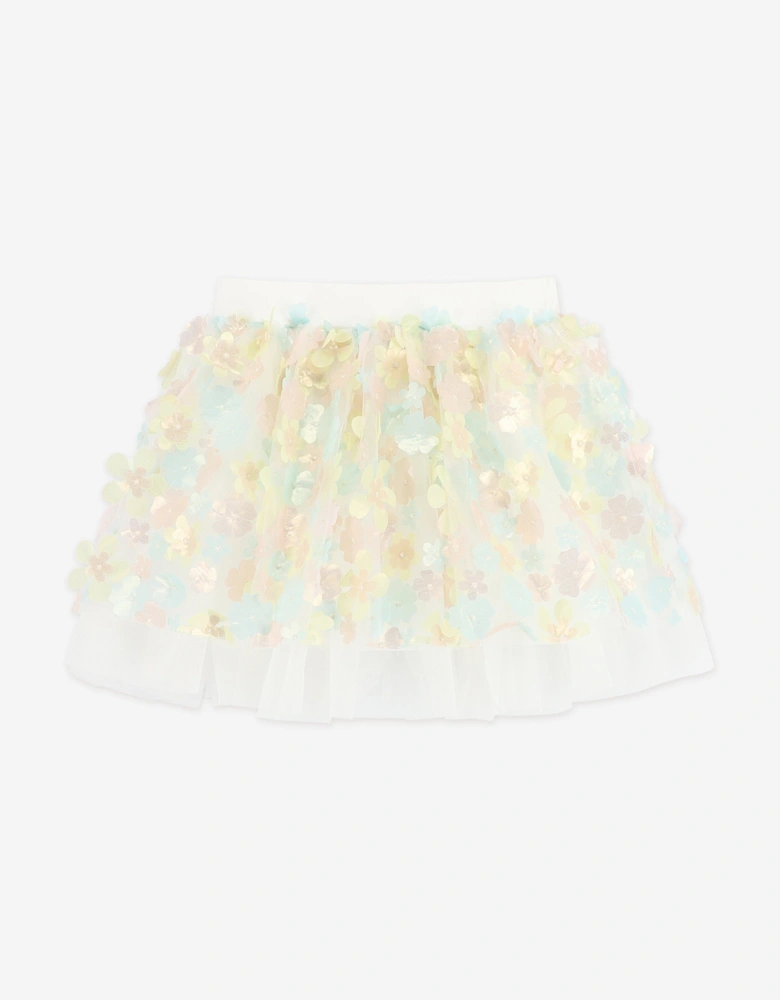 Angels Face Girls Blossom 3D Multi Flower Skirt in White