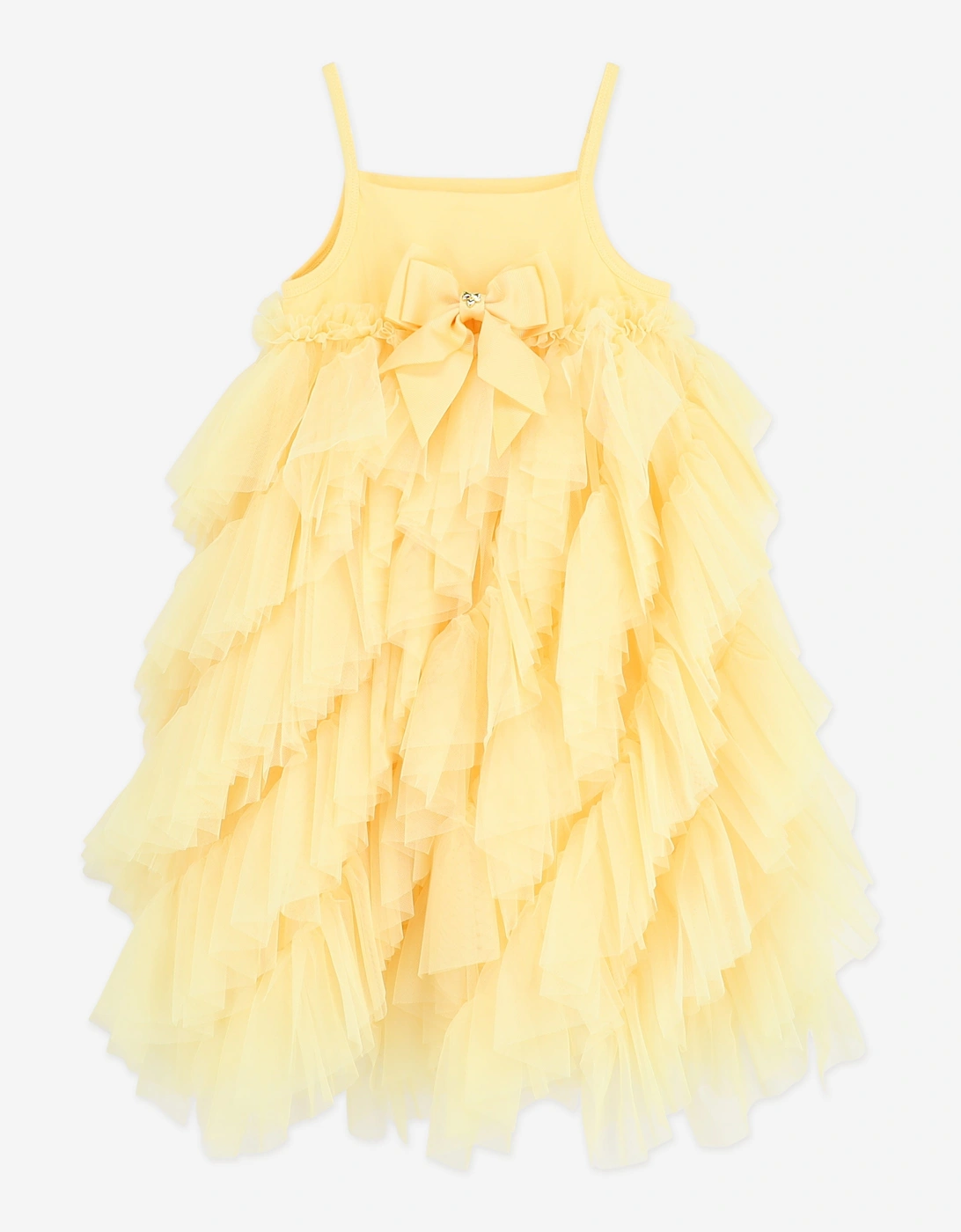Angels Face Girls Cascade Waterfall Tulle Strappy Dress in Yellow, 6 of 5