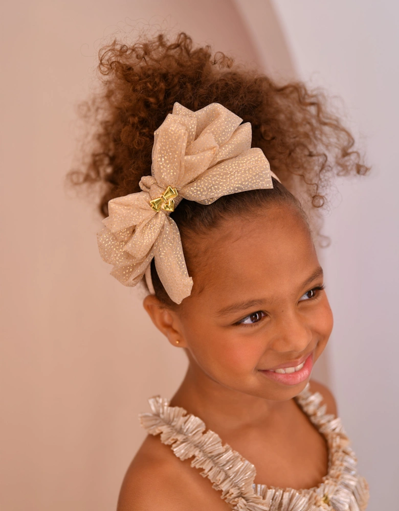 Angels Face Girls Gladys Sparkle Tulle Headband in Gold