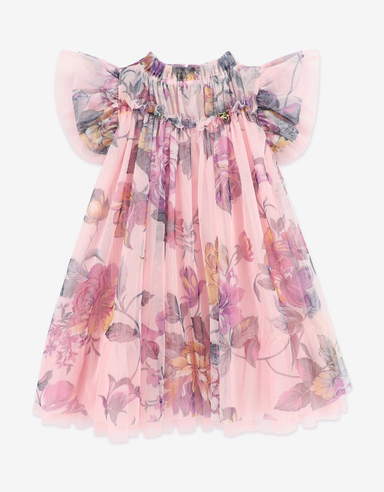 Angels Face Girls Hettie Bold Floral Print Dress in Pink