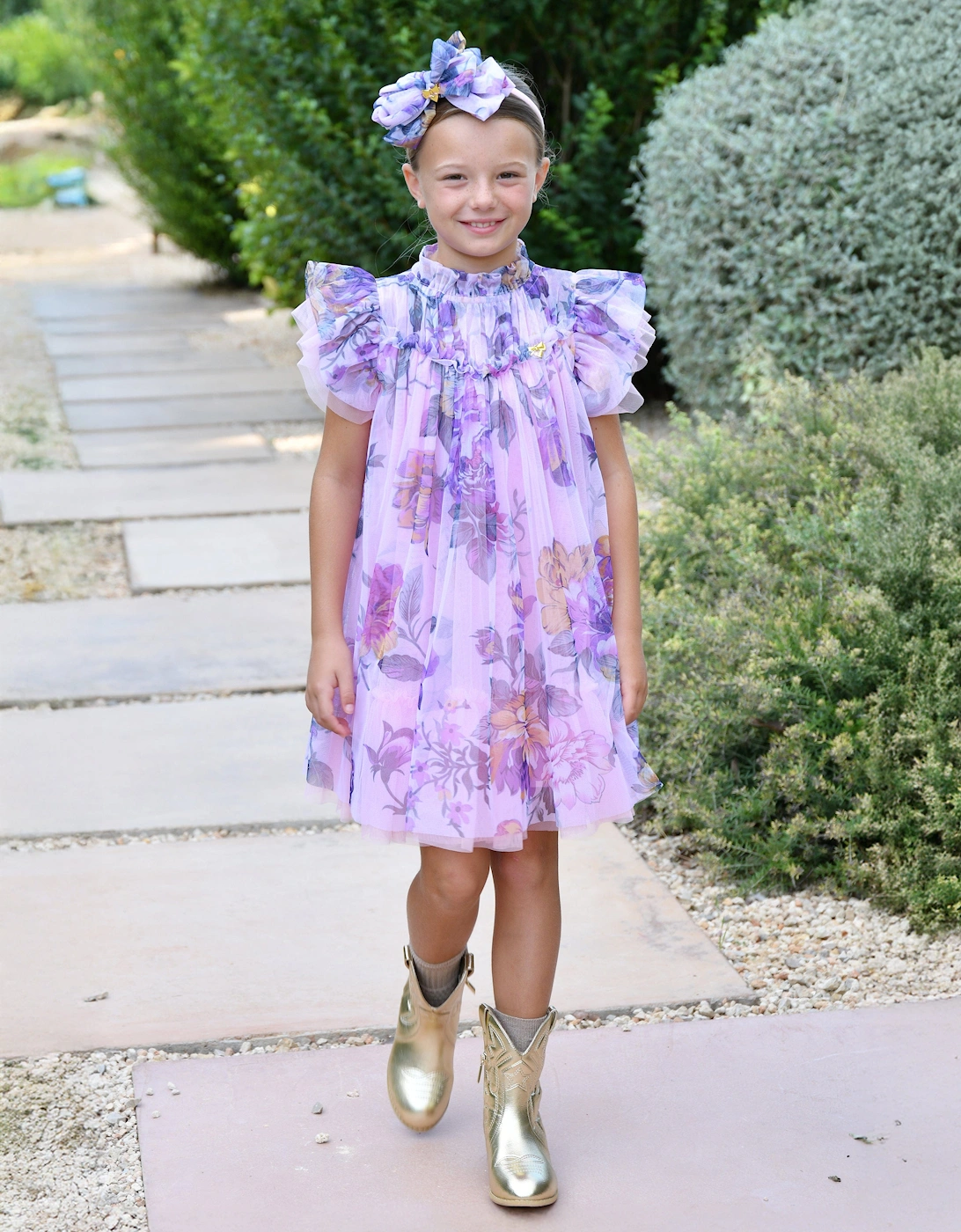 Angels Face Girls Hettie Bold Floral Print Dress in Pink