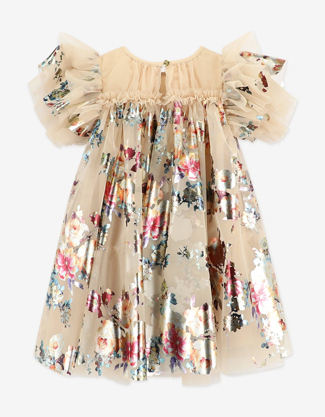Angels Face Girls Marlowe Foil Floral Print Dress in Gold